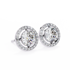 0.92 Carat Round Halo Lab-Grown Diamond Earrings