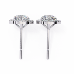 0.97 Carat Bijou Oval Diamond Stud Earrings in 18K White Gold with Alpha Backs