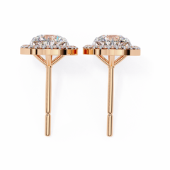 0.97 Carat Bijou Oval Diamond Stud Earrings in 18K White Gold with Alpha Backs