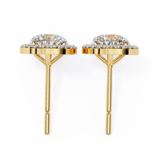 0.92 Carat Round Halo Lab-Grown Diamond Earrings