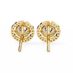 0.92 Carat Round Halo Lab-Grown Diamond Earrings