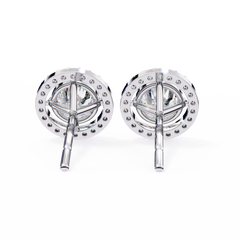0.92 Carat Round Halo Lab-Grown Diamond Earrings