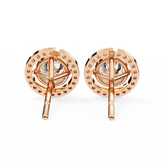 0.92 Carat Round Halo Lab-Grown Diamond Earrings