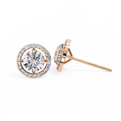 0.92 Carat Round Halo Lab-Grown Diamond Earrings