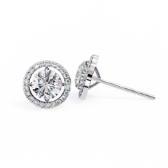 0.92 Carat Round Halo Lab-Grown Diamond Earrings