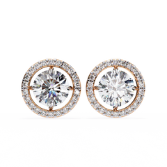 0.92 Carat Round Halo Lab-Grown Diamond Earrings