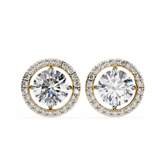 0.92 Carat Round Halo Lab-Grown Diamond Earrings