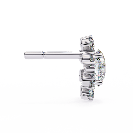 1.21 Carat Elegant Halo Stud Earrings in Silver