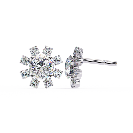 1.21 Carat Elegant Halo Stud Earrings in Silver