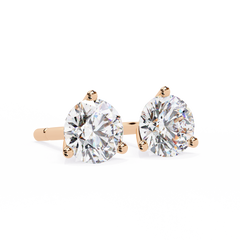 2.57 Carat Classic Three-Prong Round Diamond Stud Earrings