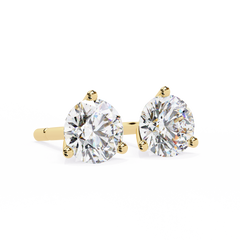 2.57 Carat Classic Three-Prong Round Diamond Stud Earrings