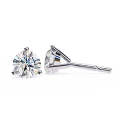 2.57 Carat Classic Three-Prong Round Diamond Stud Earrings