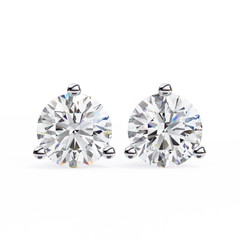 2.57 Carat Classic Three-Prong Round Diamond Stud Earrings