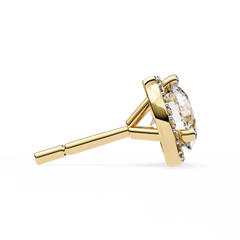 1.94 Carat Unique Round Halo Stud Earrings in 10Kt Gold – Party Wear