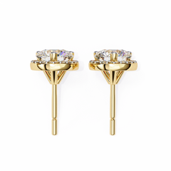 1.94 Carat Unique Round Halo Stud Earrings in 10Kt Gold – Party Wear