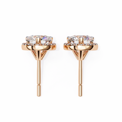 1.94 Carat Unique Round Halo Stud Earrings in 10Kt Gold – Party Wear