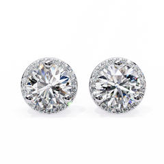 1.94 Carat Unique Round Halo Stud Earrings in 10Kt Gold – Party Wear