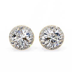 1.94 Carat Unique Round Halo Stud Earrings in 10Kt Gold – Party Wear
