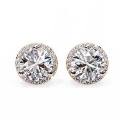 1.94 Carat Unique Round Halo Stud Earrings in 10Kt Gold – Party Wear