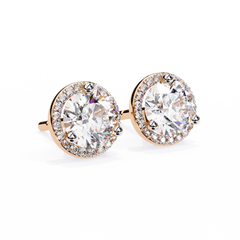 1.94 Carat Unique Round Halo Stud Earrings in 10Kt Gold – Party Wear