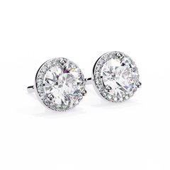 1.94 Carat Unique Round Halo Stud Earrings in 10Kt Gold – Party Wear