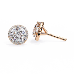1.94 Carat Unique Round Halo Stud Earrings in 10Kt Gold – Party Wear