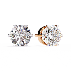 2.5 Carat Round Solitaire Diamond Stud Earrings