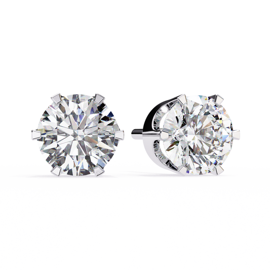 2.5 Carat Round Solitaire Diamond Stud Earrings