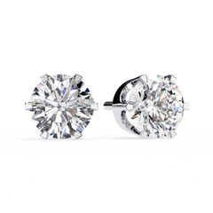 2.5 Carat Round Solitaire Diamond Stud Earrings