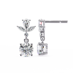 1.77 Carat Diamond Blossom Drop Earrings
