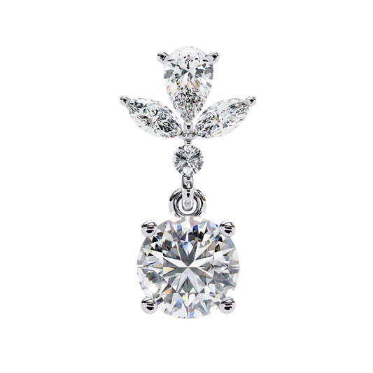 1.77 Carat Diamond Blossom Drop Earrings
