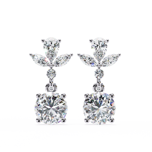 1.77 Carat Diamond Blossom Drop Earrings
