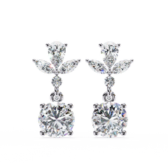 1.77 Carat Diamond Blossom Drop Earrings