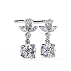 1.77 Carat Diamond Blossom Drop Earrings
