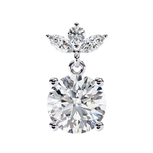 2.02 Carat Round and Marquise Diamond Dangle Drop Earrings