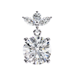 2.02 Carat Round and Marquise Diamond Dangle Drop Earrings