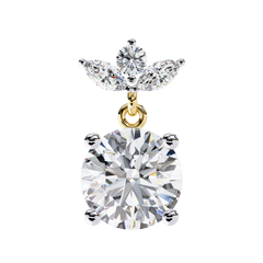 2.02 Carat Round and Marquise Diamond Dangle Drop Earrings