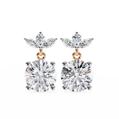 2.02 Carat Round and Marquise Diamond Dangle Drop Earrings