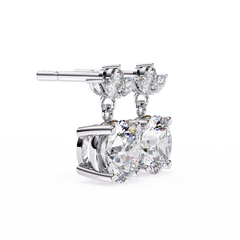 2.02 Carat Round and Marquise Diamond Dangle Drop Earrings