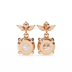 2.02 Carat Round and Marquise Diamond Dangle Drop Earrings