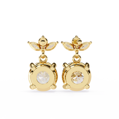 2.02 Carat Round and Marquise Diamond Dangle Drop Earrings