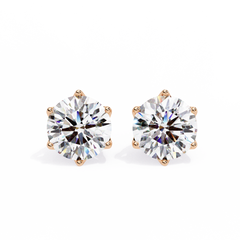 2.61 Carat Classic Six-Prong Crown Round Diamond Stud Earrings (F/G, VS+)