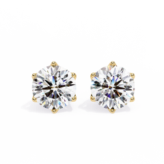 2.61 Carat Classic Six-Prong Crown Round Diamond Stud Earrings (F/G, VS+)