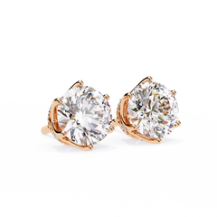 2.61 Carat Classic Six-Prong Crown Round Diamond Stud Earrings (F/G, VS+)
