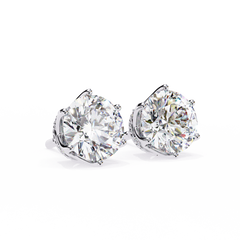 2.61 Carat Classic Six-Prong Crown Round Diamond Stud Earrings (F/G, VS+)