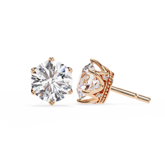 2.61 Carat Classic Six-Prong Crown Round Diamond Stud Earrings (F/G, VS+)