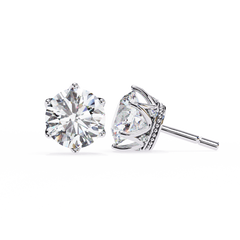 2.61 Carat Classic Six-Prong Crown Round Diamond Stud Earrings (F/G, VS+)