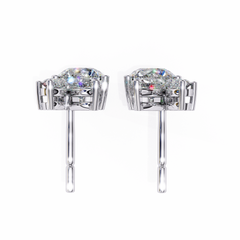 1.42 Carat Fancy Round and Marquise-Cut Stud Earrings in 10Kt Gold