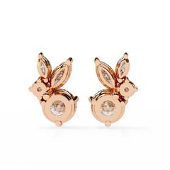 1.42 Carat Fancy Round and Marquise-Cut Stud Earrings in 10Kt Gold