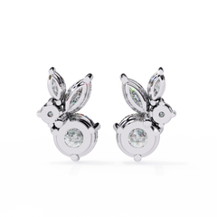 1.42 Carat Fancy Round and Marquise-Cut Stud Earrings in 10Kt Gold